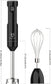 Cordless Hand Blender,  Variable Speed Immersion Blender Handheld Rechargeable, with Fast Charger, Egg Whisk, for Smoothies, Milkshakes, Hummus and Soups – Black