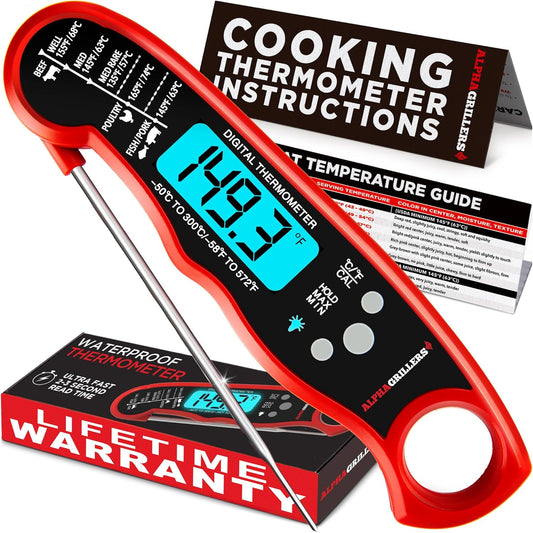 Instant Read Meat Thermometer for Cooking Grilling and Griddle Accessories Kitchen Essentials - Waterproof Backlight & Calibration, Birthday Mens Gifts Valentines Day Gifts for Him