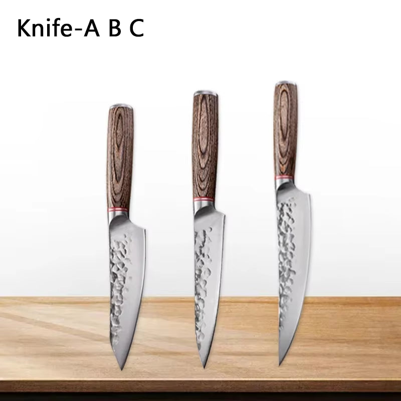 Professional Kitchen Knives Meat Cleaver Butcher Knife Forged Hammer Boning Knife Paring Stainless Steel Slicing Cooking Knives