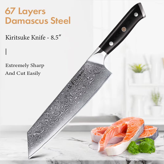 8.5" Japanese Style Kiritsuke Chef Knife 67 Layer Damascus Steel Slicing Meat Cleaver Beef Professional Kitchen Knives