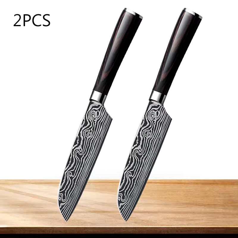 Professional Japanese Knife Kitchen Knife Carbon Steel Santoku Peeling Japanese Kitchen Chef Knives and Accessories Wood Handle