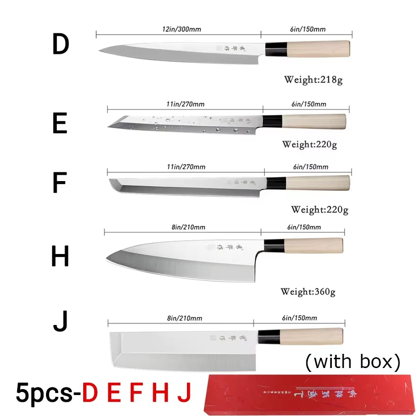 Professional Japanese Sashimi Knife Sushi Chef Knives Salmon Slicing Raw Meat Butcher Cleaver Stainless Steel Filleting Knife