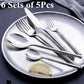 18/10 Cutlery Set Stainless Steel Steak Knife Fork Bamboo Design Golden Dinnerware Set Silver Flatware Set for 6