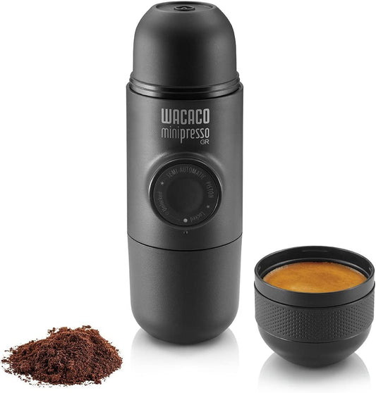 Minipresso GR, Portable Espresso Machine, Compatible Ground Coffee, Hand Coffee Make, Travel Gadgets, Manually Operated, Perfect for Camping