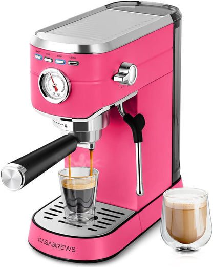 Espresso Machine 20 Bar, Professional Espresso Maker with Milk Frother Steam Wand, Compact Espresso Coffee Machine with 34Oz Removable Water Tank for Cappuccino, Latte, Silver