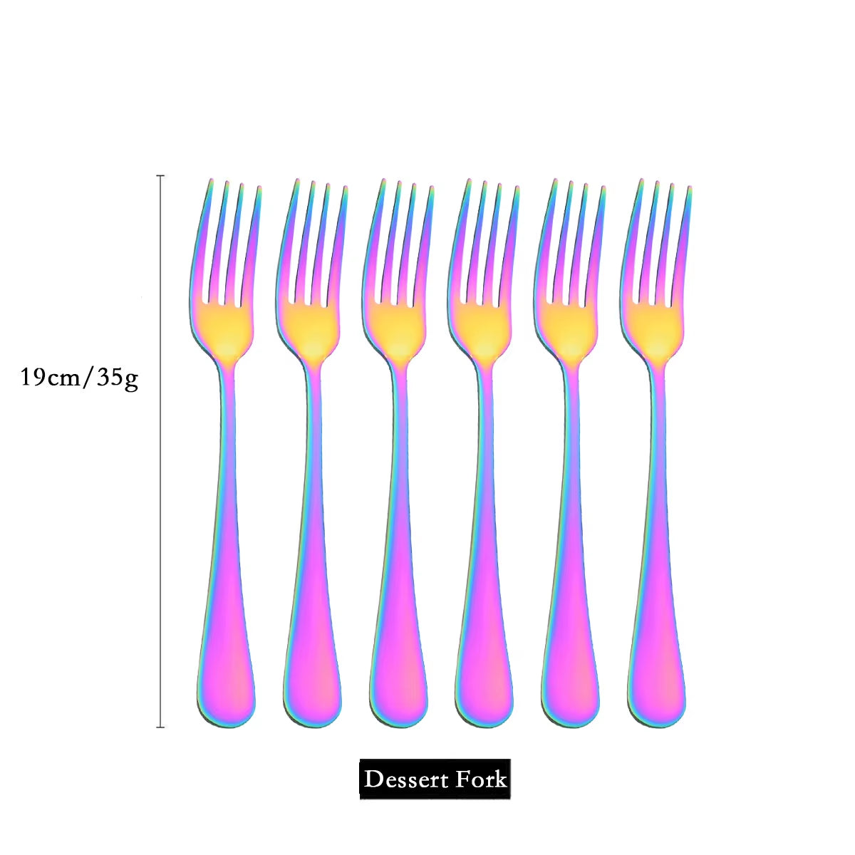 6/30Pcs Rainbow Dinnerware Stainless Steel Cutlery Set Knife Cake Fork Spoon Dinner Flatware Set Kitchen Silverware Tableware