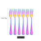 6/30Pcs Rainbow Dinnerware Stainless Steel Cutlery Set Knife Cake Fork Spoon Dinner Flatware Set Kitchen Silverware Tableware