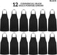 12 Pack Bib Apron - Unisex Black Aprons, Machine Washable Aprons for Men and Women, Kitchen Cooking BBQ Aprons Bulk (Pack of 12, No Pockets, Black)