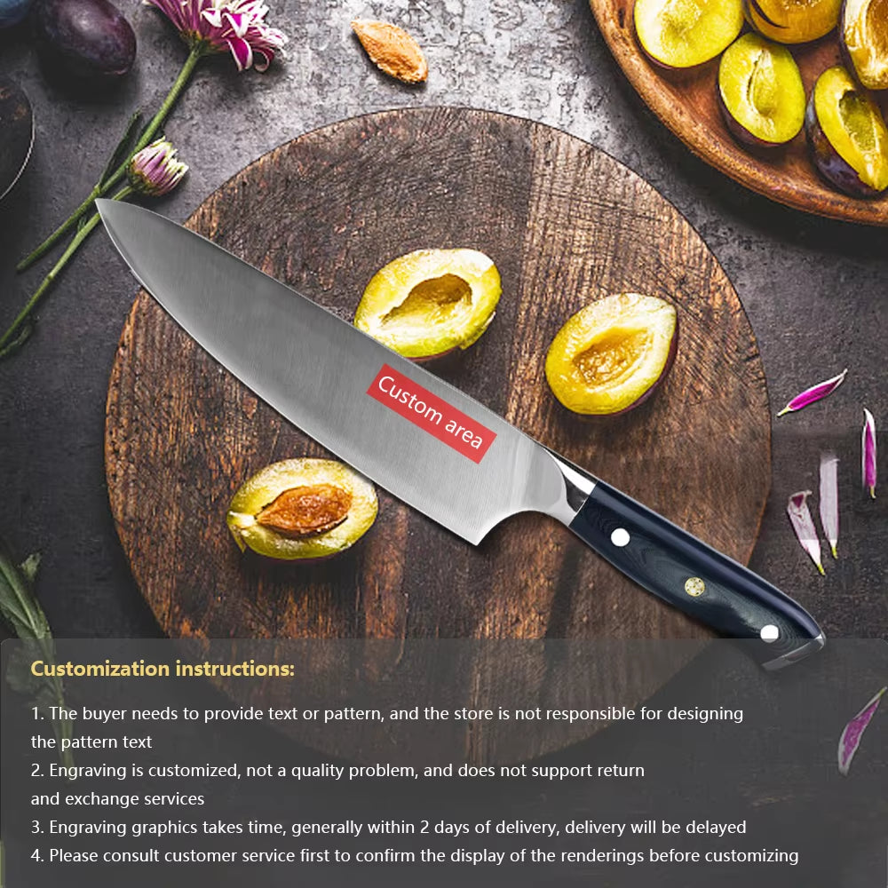 Kitchen Knife 8 Inch Professional Chef Knife High Carbon 4116 German Stainless Steel Santoko Cleaver Meat Knife Cook Accessories