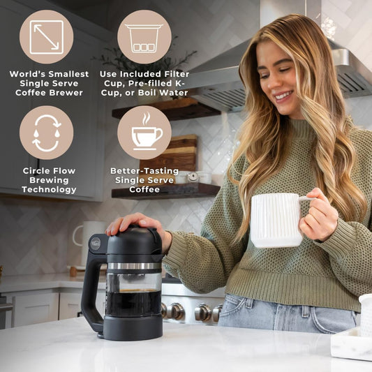 Micro Café Brewer Single Serve Coffee Maker | Compatible with Keurig K-Cups, K-Pods, Pods, Capsules, Cups | Rapid Heating | Compact and Portable