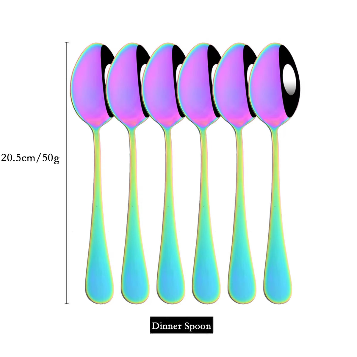 6/30Pcs Rainbow Dinnerware Stainless Steel Cutlery Set Knife Cake Fork Spoon Dinner Flatware Set Kitchen Silverware Tableware