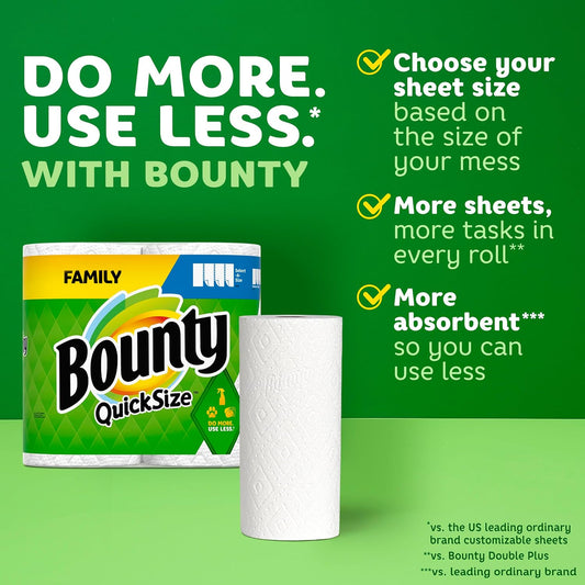 Quick Size Paper Towels, White, 8 Family Rolls = 20 Regular Rolls