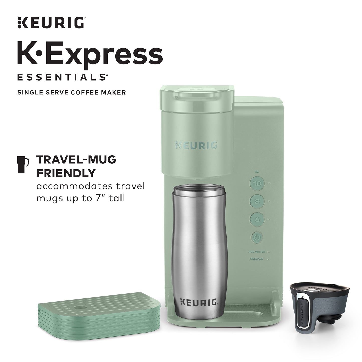 K-Express Essentials Single Serve K-Cup Pod Coffee Maker, Sage