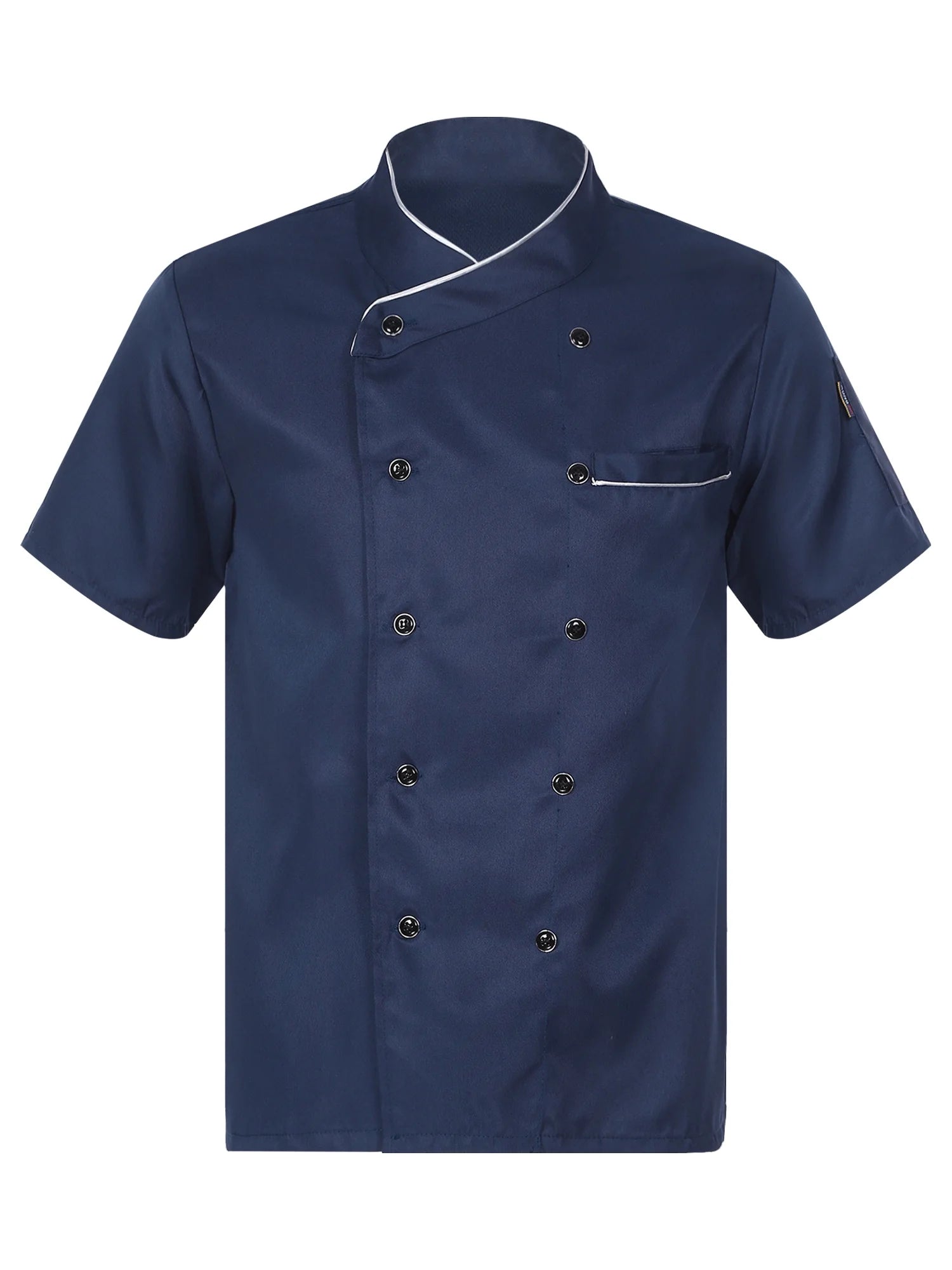 Chef Jacket Chef Coat Men Women Short/Long Sleeve Kitchen Cooking Hotel Uniform Blue Short Sleeve M