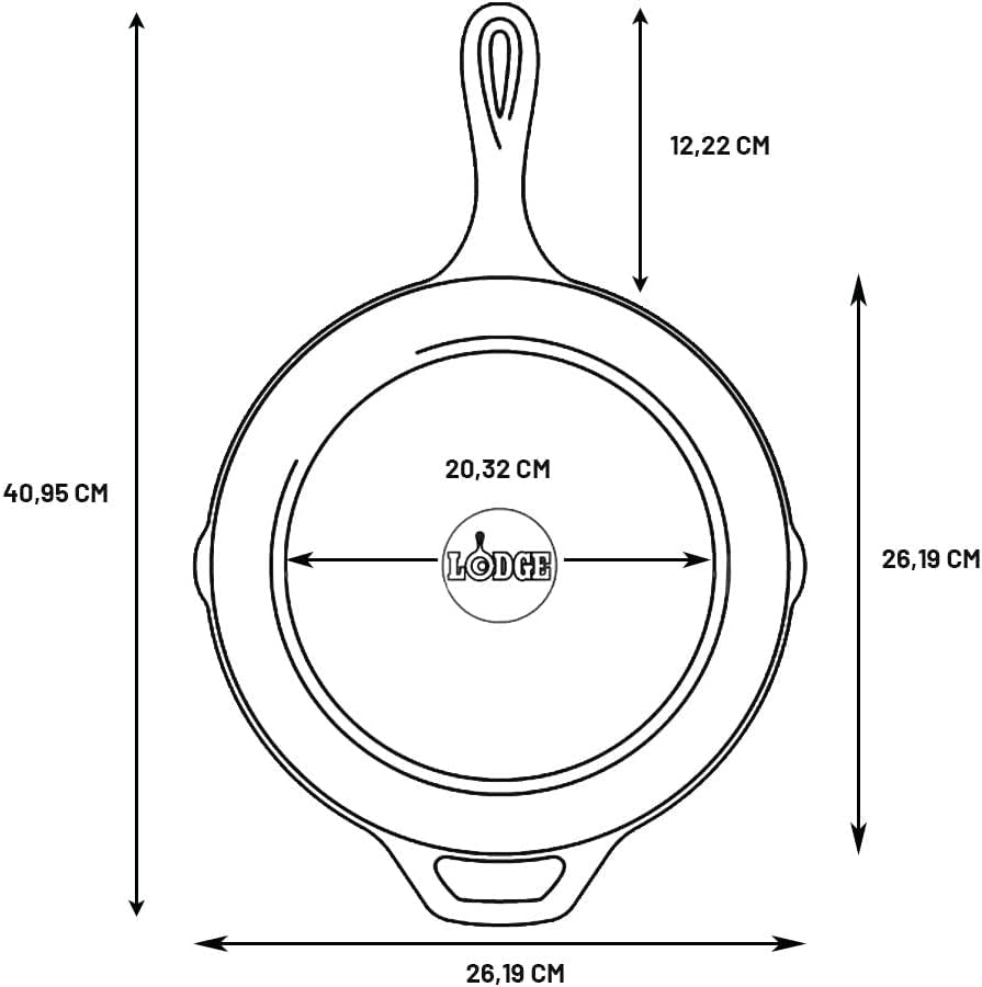 10.25 Inch Cast Iron Pre-Seasoned Skillet – Signature Teardrop Handle - Use in the Oven, on the Stove, on the Grill, or over a Campfire, Black