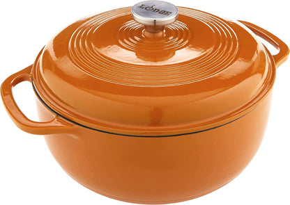 6 Quart Enameled Cast Iron Dutch Oven with Lid – Dual Handles – Oven Safe up to 500° F or on Stovetop - Use to Marinate, Cook, Bake, Refrigerate and Serve – Blue