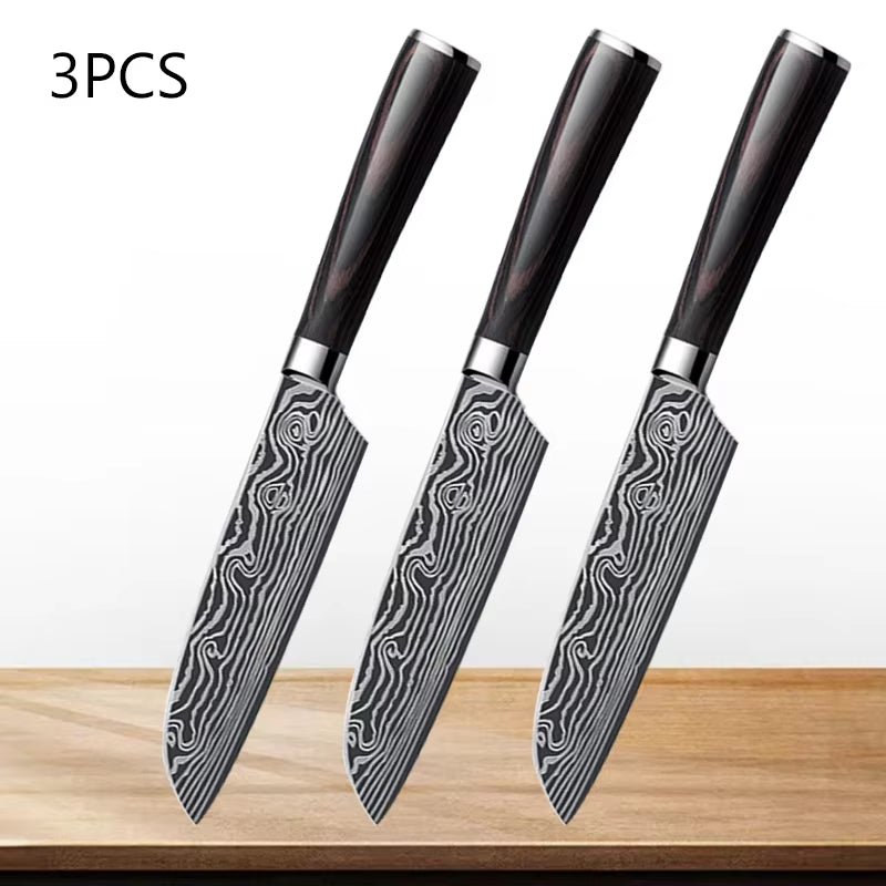 Professional Japanese Knife Kitchen Knife Carbon Steel Santoku Peeling Japanese Kitchen Chef Knives and Accessories Wood Handle