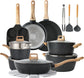 16PCS Pots and Pans Set Non Stick Cookware Set Nonstick with Cooking Set (White, 16Pieces)