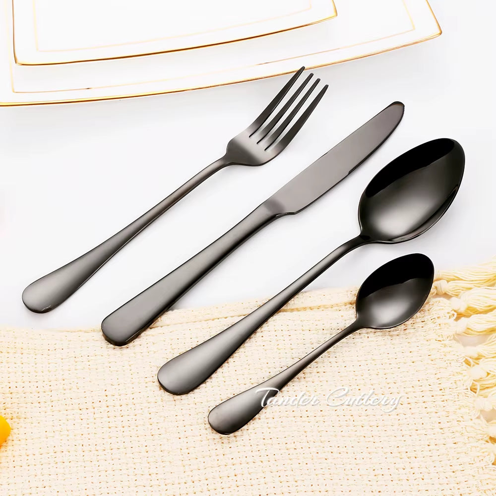 8/12/16/20Pcs Gold Cutlery Black Dinner Set Stainless Steel Tableware Mirror Western Knife Fork Spoon Sliver Kitchen Utensils