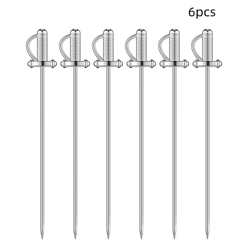 Sword Shape Fruit Sticks Cocktail Pick Stainless Steel Bar Tools Drink Stirring Sticks Martini Picks Party Wedding Accessory