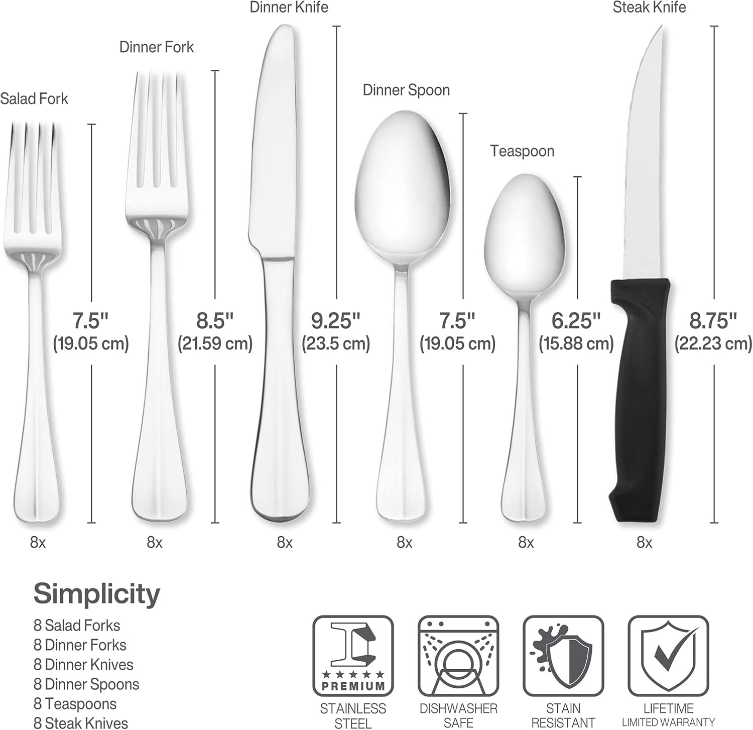 Everyday Simplicity 53-Piece Stainless Steel Flatware Set, Service for 8