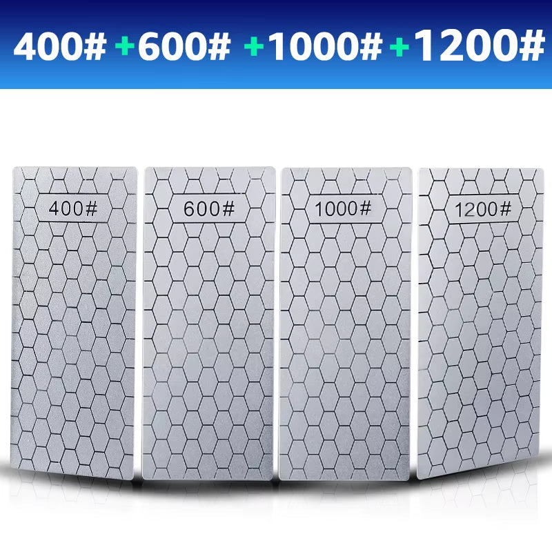 Diamond Knives Sharpening Stone 400# 1000# 600# Grindstone Knife Sharpener Ultra-Thin Honeycomb Surface Whetstone Set