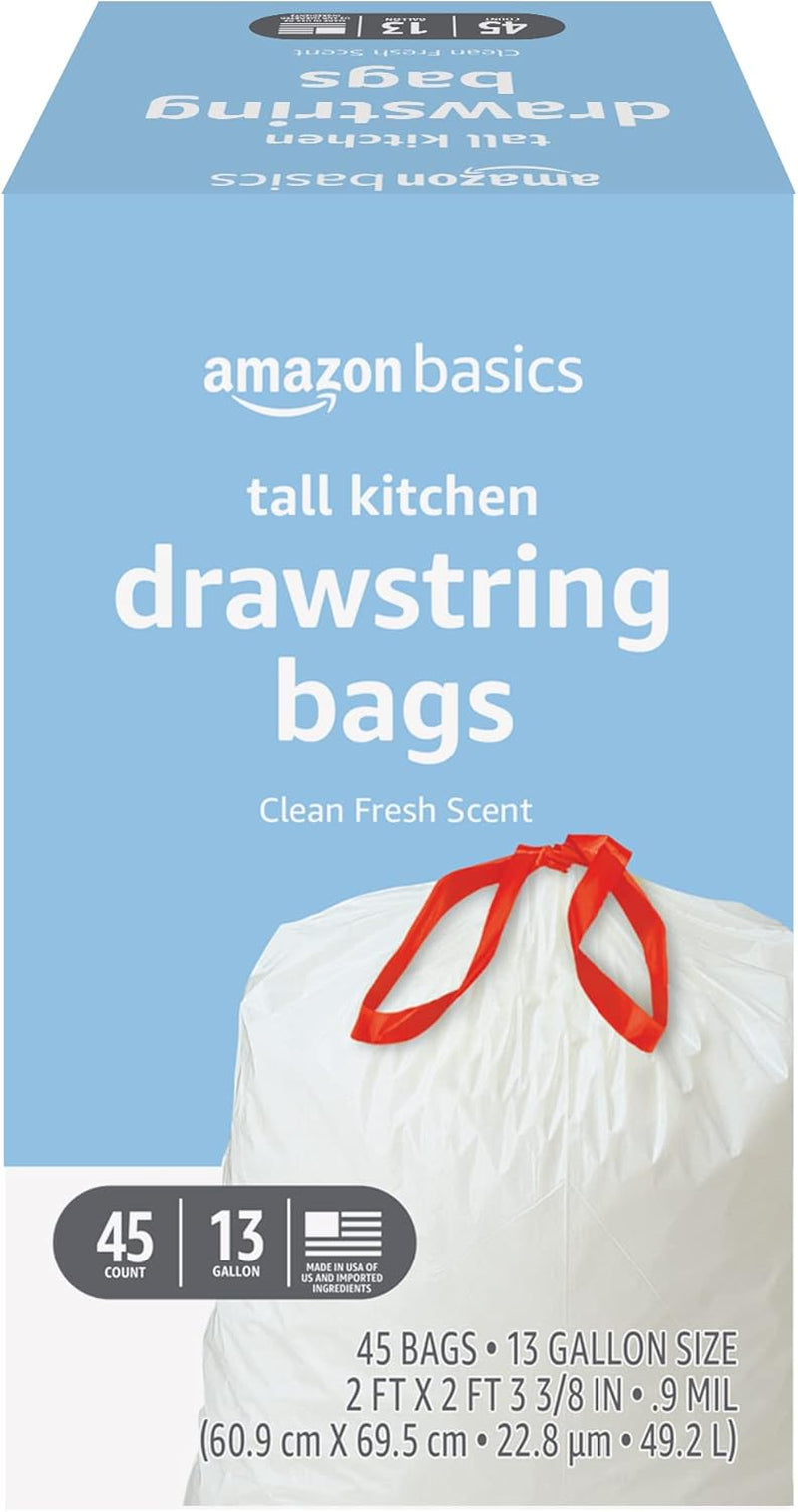 Tall Kitchen Drawstring Trash Bags, 13 Gallon, 120 Count, Pack of 1