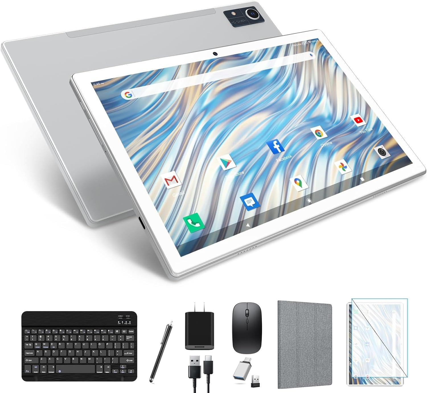 Latest Android 13 Tablet, Octa-Core Processor+128Gb+16(8+8 Expand) GB, 10.1 Inch Tablet with 8000Mah Battery, 1280X800 HD Screen, 5G Wifi, 21MP Camera, Tablet with Keyboard, Bluetooth, Mouse, Case.