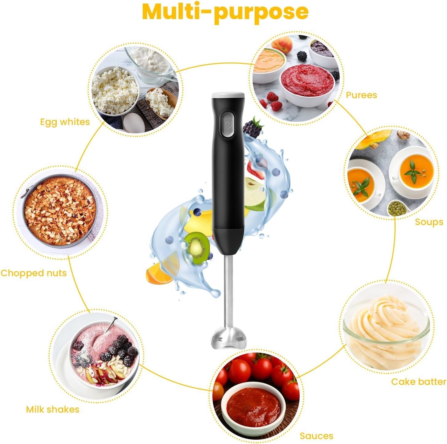 Immersion Hand Blender Cordless, Rechargeable Hand Held Blender Stick, Perfect for Smoothies, Puree Baby Food & Soup