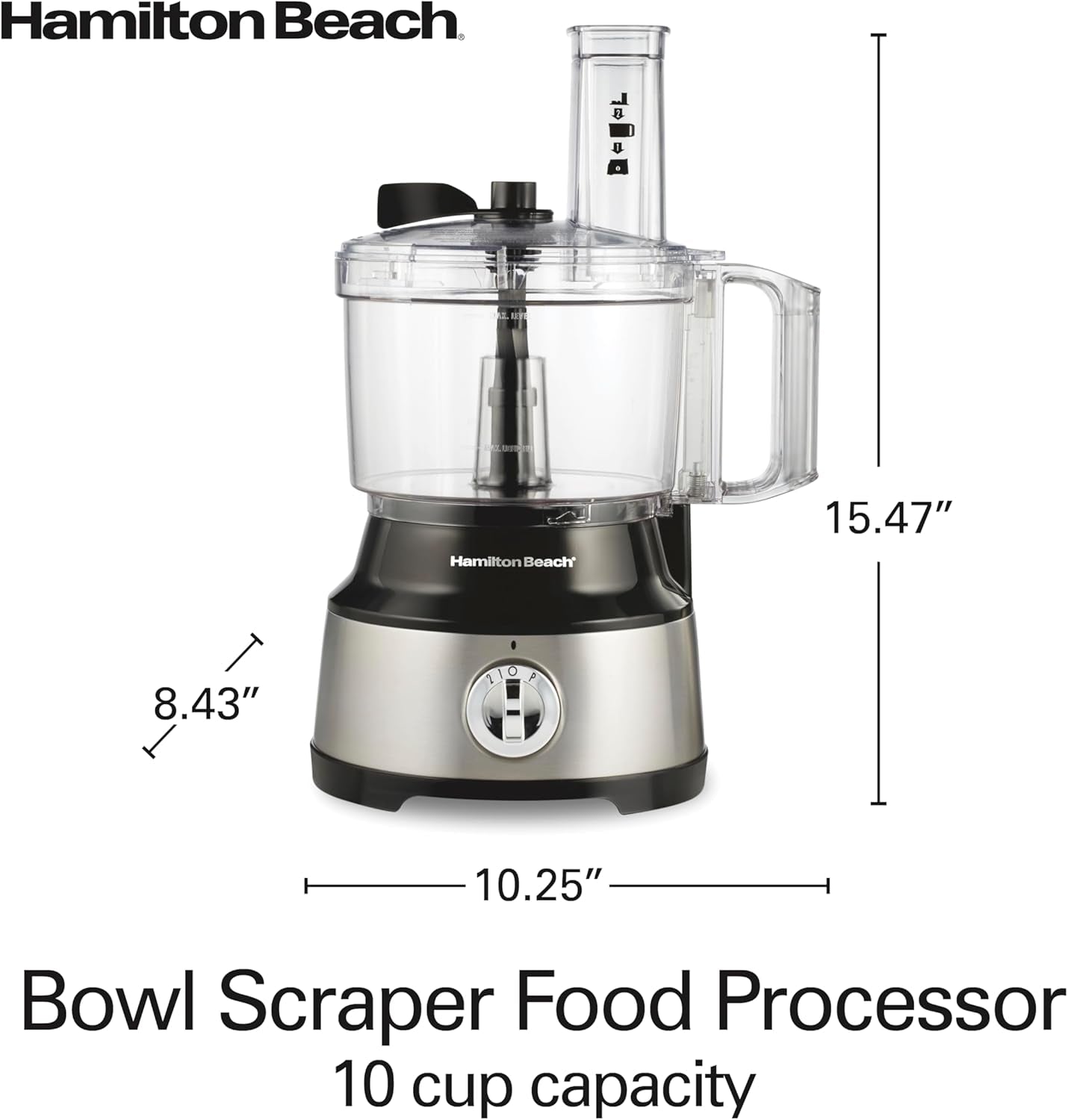 Food Processor & Vegetable Chopper for Slicing, Shredding, Mincing, and Puree, 10 Cups + Easy Clean Bowl Scraper, Black and Stainless Steel (70730)