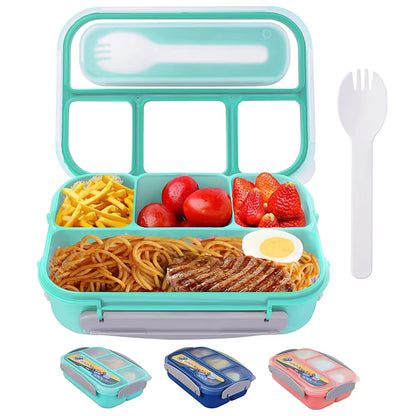 Bento Box Lunch Box Adult Lunchbox Containers for Toddler Kids Adults 1300Ml 4 Compartments Fork Leak-Proof Microwave Dishwasher