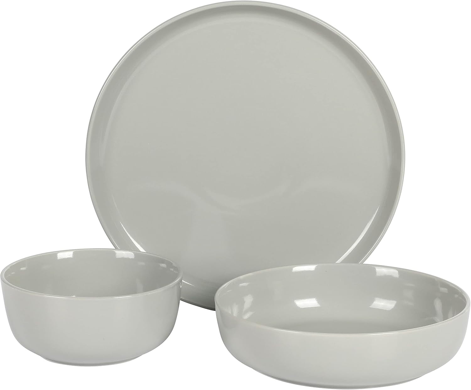 Oslo 12-Piece Porcelain Chip and Scratch Resistant Dinnerware Set, Grey,Service for 4