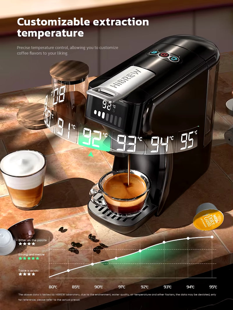 6In1 Capsule Coffee Machine Hot/Cold Multiple Espresso Cafetera Cappuccino Coffee Maker Dolce Gusto Nespresso Powder H1B