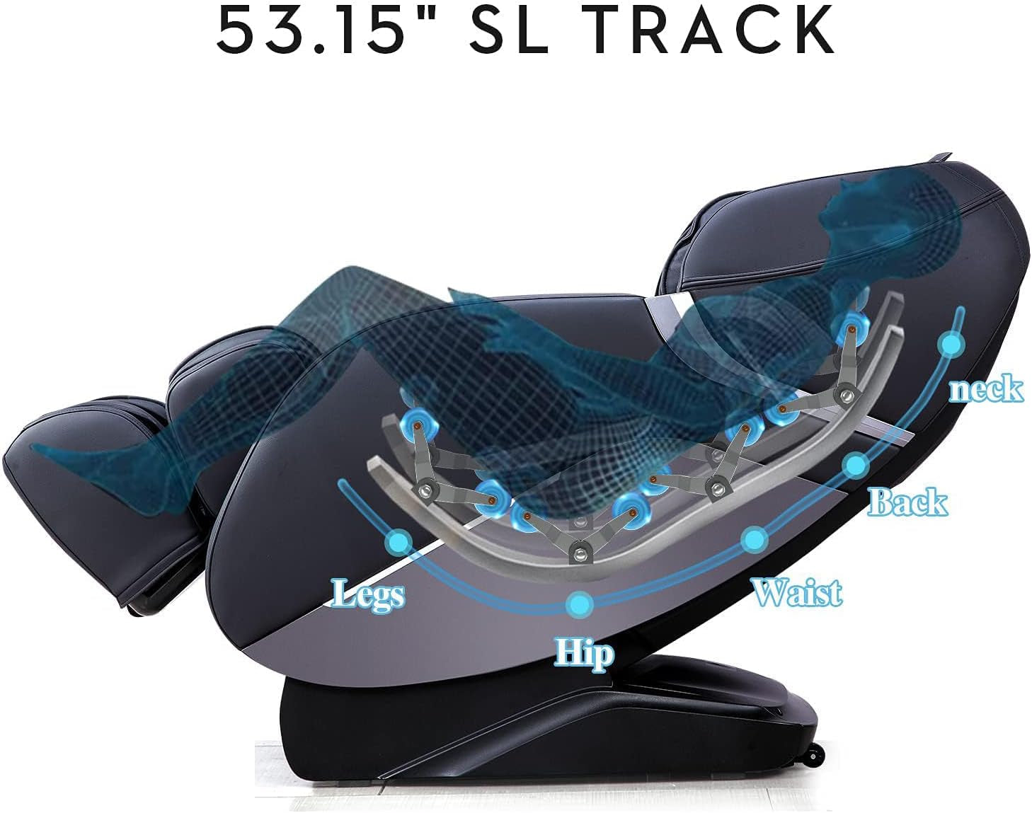 SL Track Massage Chair Recliner, Full Body Massage Chair with Zero Gravity, Bluetooth Speaker, Airbags, Heating, and Foot Massage