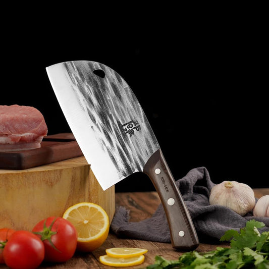 DENGJIA Serbian Chef Knife Forged Chef'S Knife and Meat Cleaver with Full Tang Wood Handle Vegetable Knife