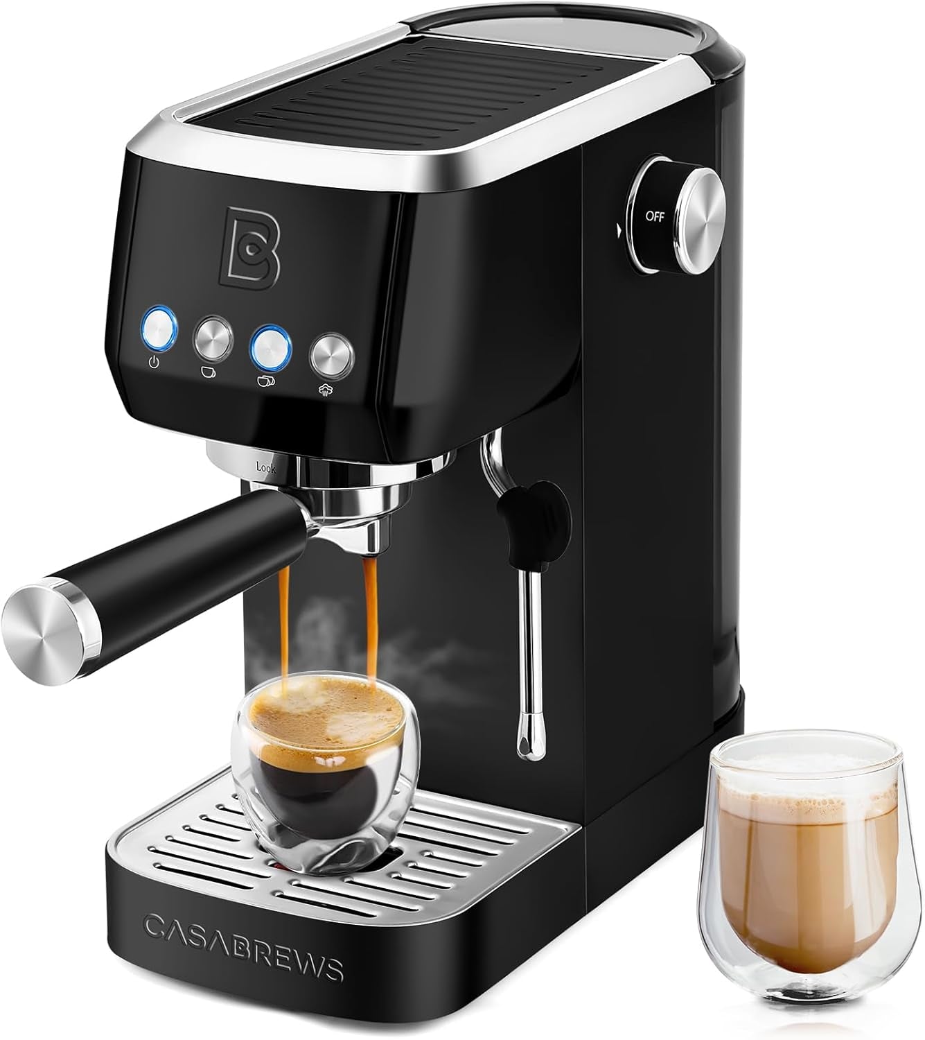 Espresso Machine 20 Bar, Professional Espresso Maker Cappuccino Machine with Steam Milk Frother, Stainless Steel Espresso Coffee Machine with 49Oz Removable Water Tank, Silver