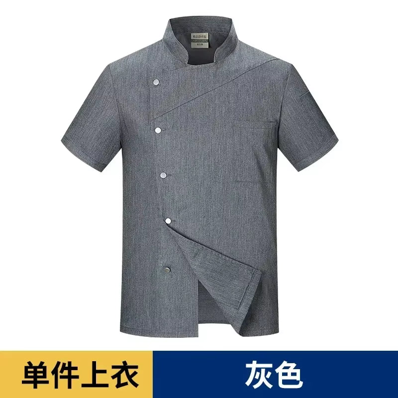 Men Black Chef Coat Women Long Sleeve Apron Chef Jacket for Summer Head Chef Uniform Restaurant Hotel Kitchen Cooking Clothes