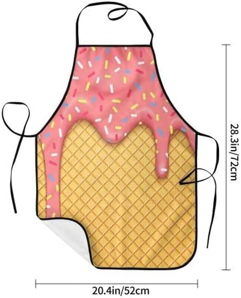 Ice Cream Waffle Cherry Flavor Yummy Summer Dessert Apron Theme Cooking Chef Work Shop Women Men Adult Girl Kid Weavers Baking Decorations Painting Bbq Grilling Kitchen Accessories Party Supplies