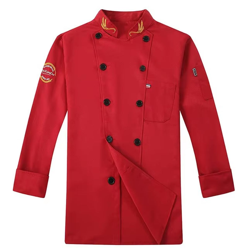 Unisex Chef Jacket Men and Women Short/Long Sleeve Cook Shirts Ear of Wheat Embroidery Restaurant Hotel Uniform