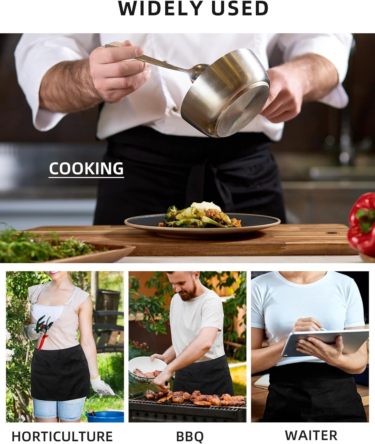 Aprons with 4 Pockets (Available in 3 Pack / 7 Pack) 23.5'' X 11.5''