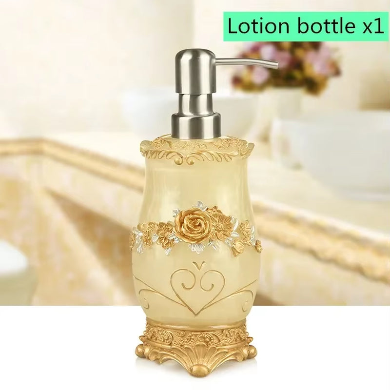 European Style Luxury Bathroom Accessories Set, Romantic Flowers, Antique Resin Wash Suit, Bathroom Supplies, Mouthwash Cup