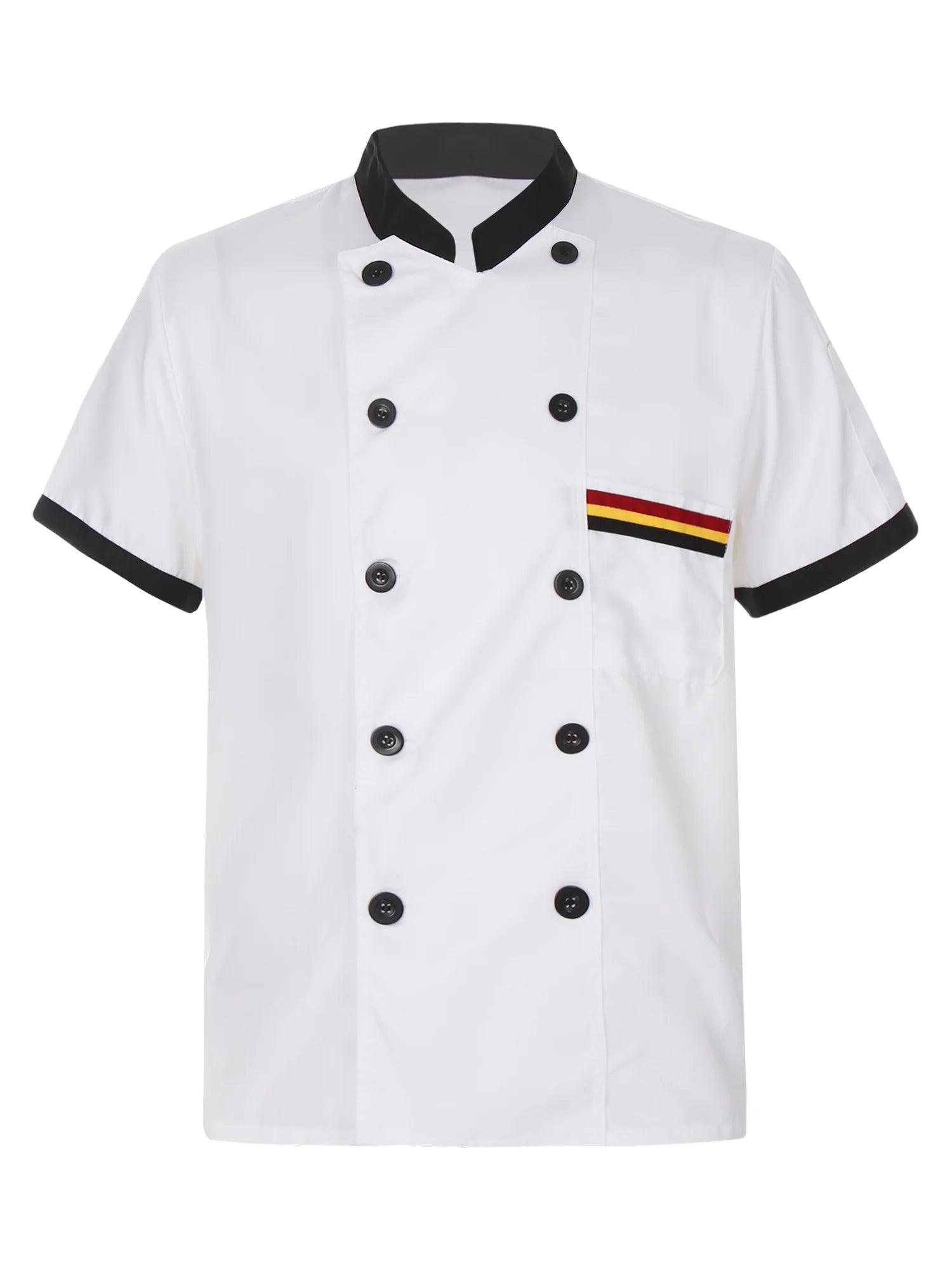 Unisex Chef Jacket Men'S Chef Coat Short Sleeve Restaurant Kitchen Chef Uniform 0252#White 4XL