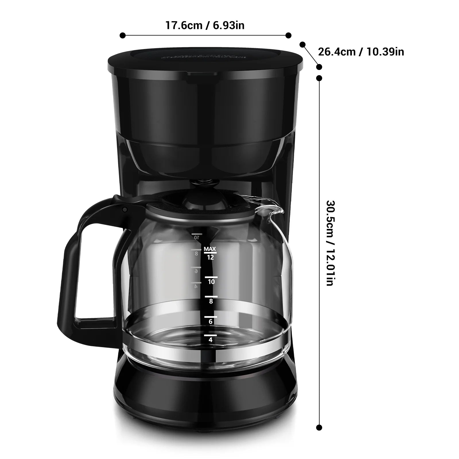 Black 12-Cup Drip Coffee Maker