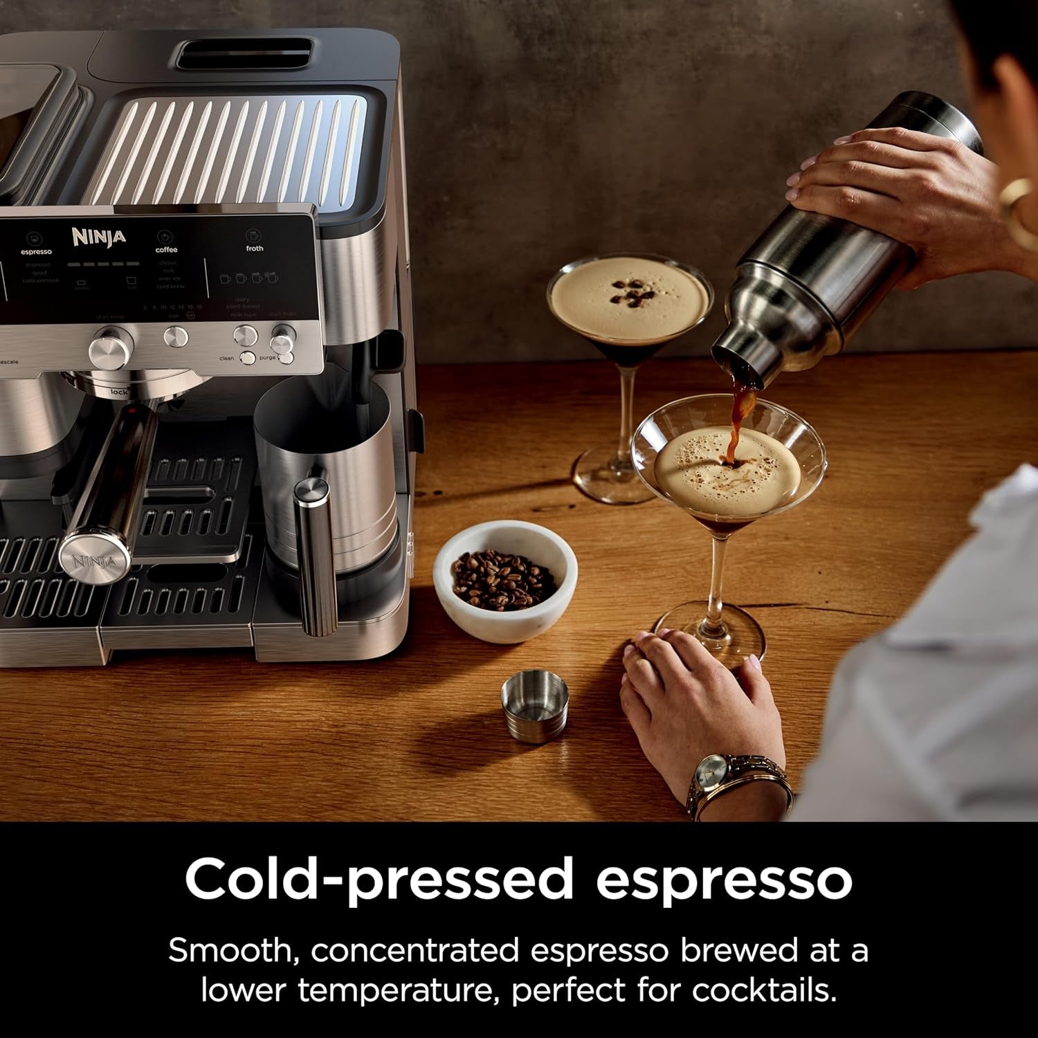 Espresso Machine, Luxe Café Premier Series, Drip Coffee Maker and Rapid Cold Brew, Integrated Grinder, Assisted Tamper, Hands-Free Frother, for Cappuccinos and Lattes, Dairy or Non-Dairy, ES601