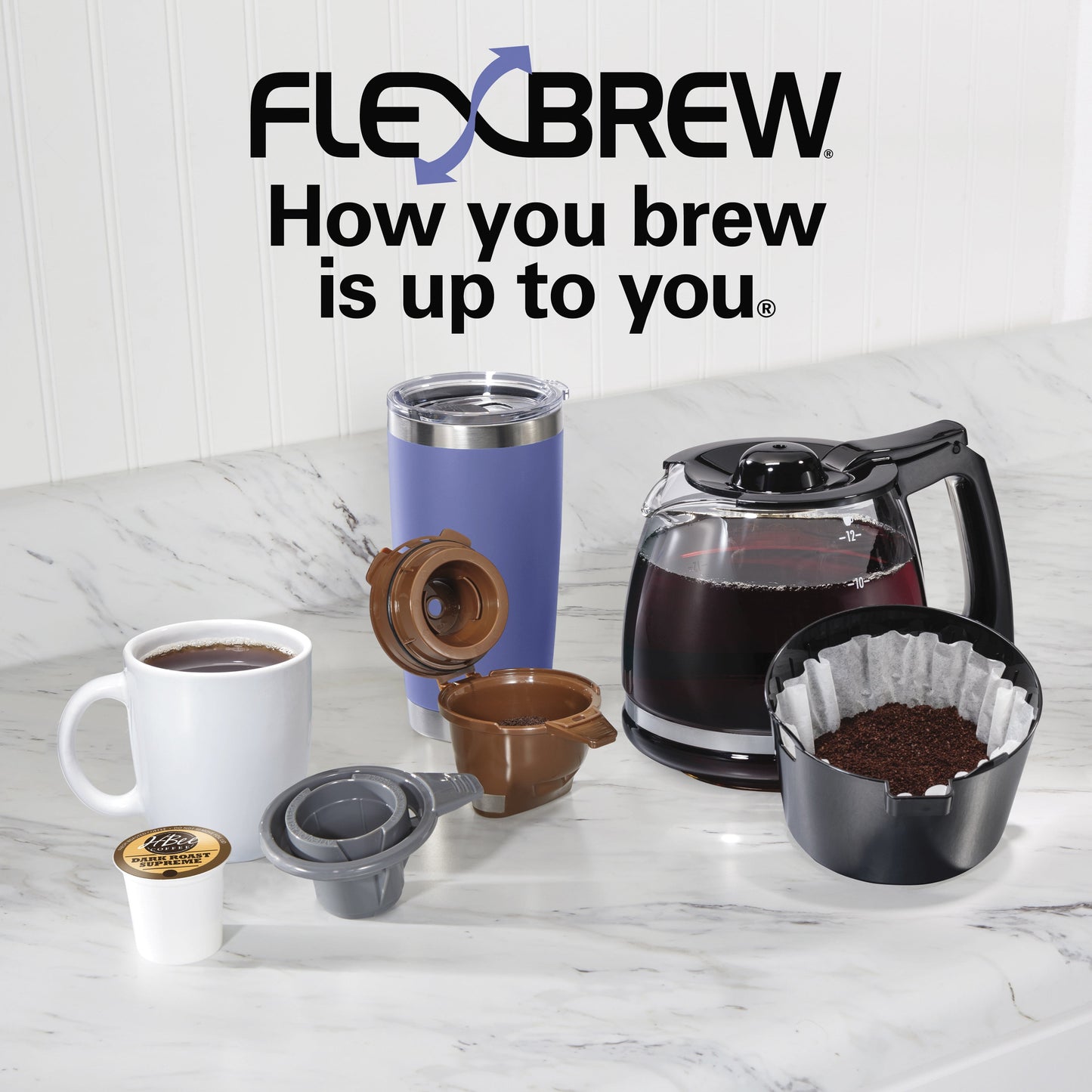 Flexbrew Trio Coffee Maker, Single Serve or 12 Cups, Black, 49904