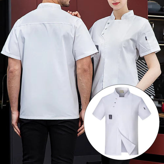 1Pc Men Chef'S Coat Breathable Chefs Uniform Quick Dry Chef Uniform Soft Unisex Catering Kitchen Restaurant Chef Shirt Work Wear