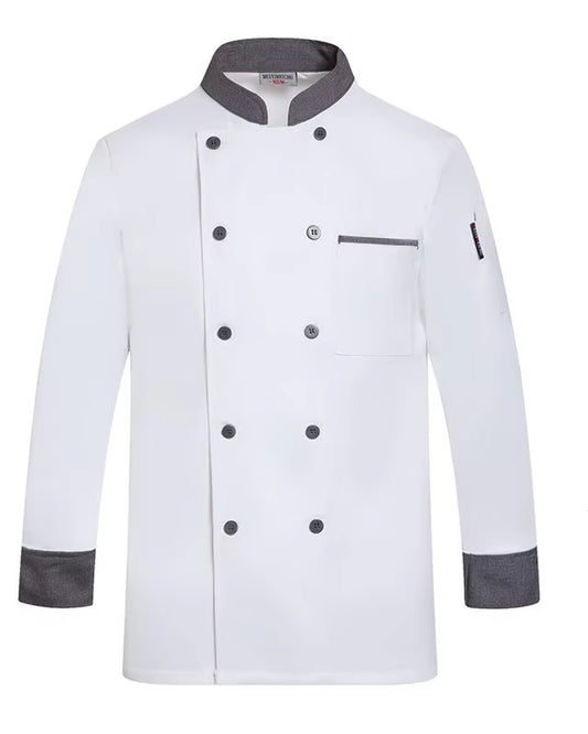 Long Sleeve Chef Uniform Restaurant Professional Clothes Cooking Waiter Coat Outfit Kitchen Work Jackets Cook Wear Solid Color