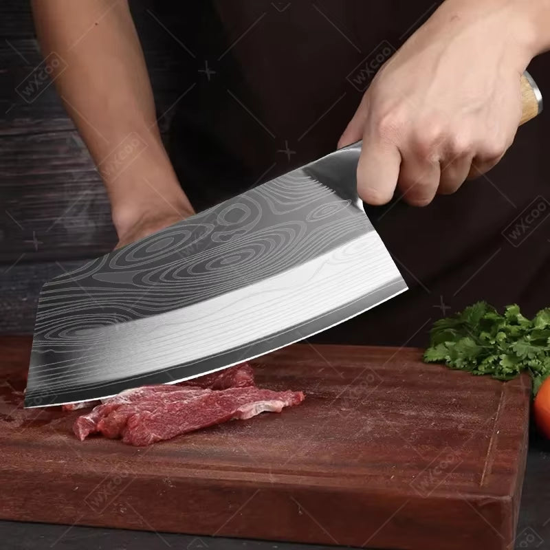 Professional Kitchen Knives Stainless Steel Forged Boning and Chopping Knife Sharp Meat Cleaver BBQ Cooking Tools Fruit Peeler