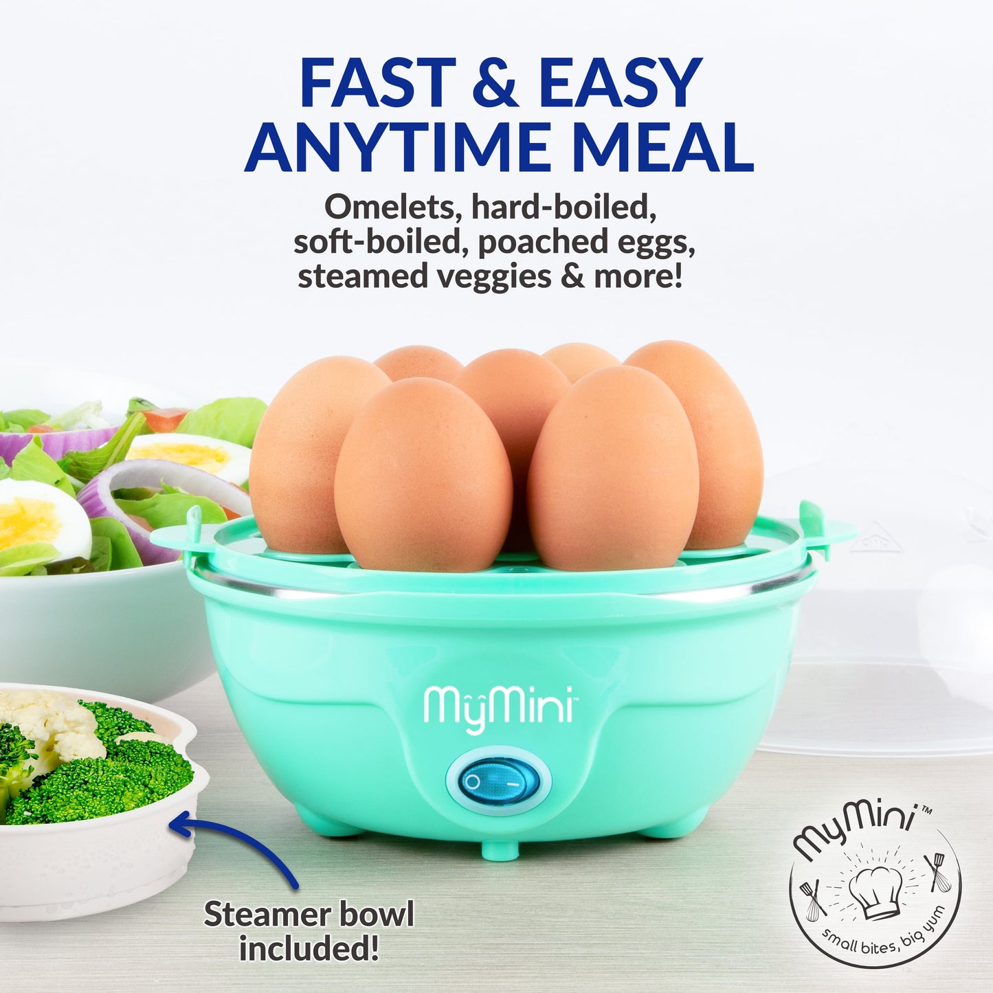 Mymini Premium 7-Egg Cooker, Teal