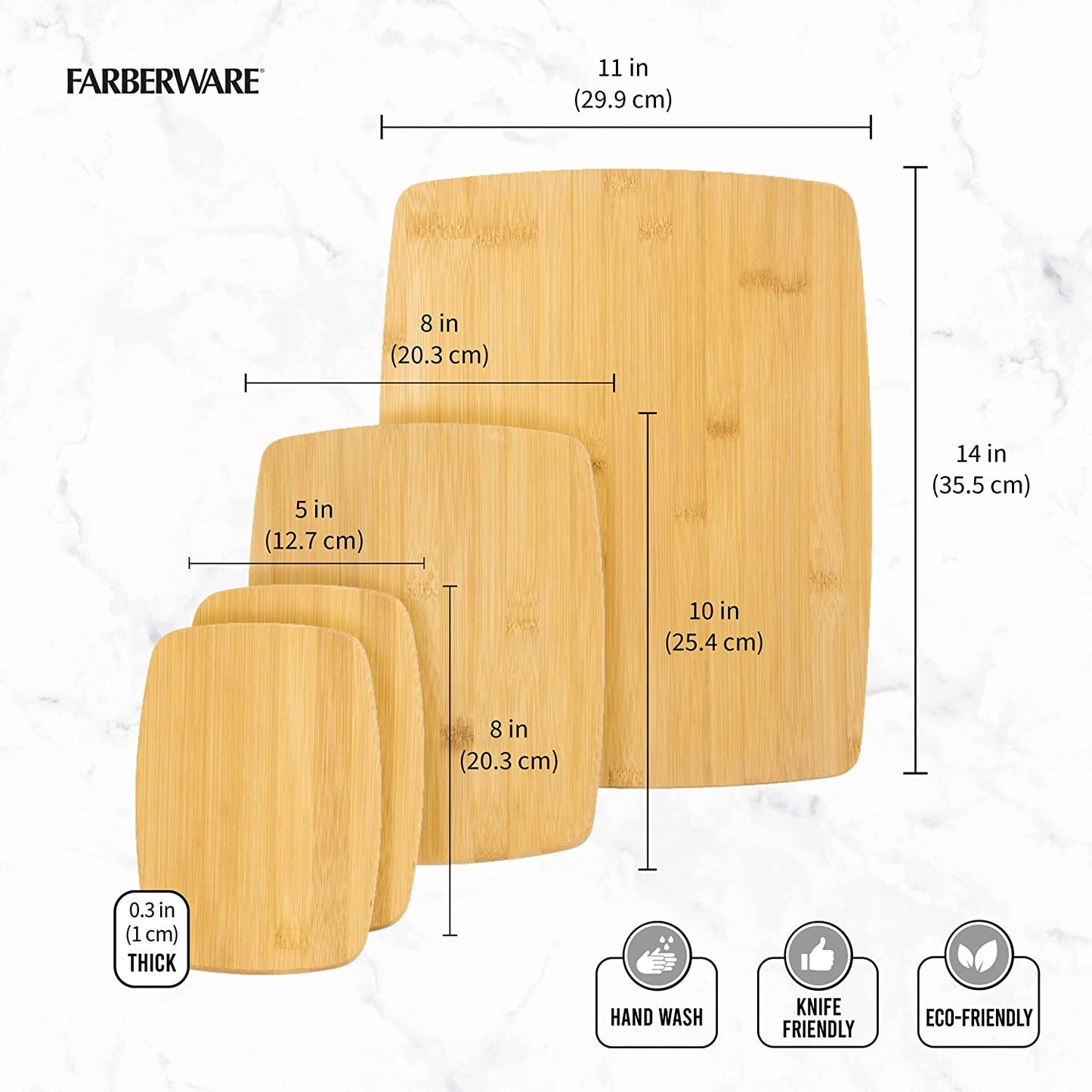 4-Piece Reversible Bamboo Cutting and Charcuterie Board Set, Assorted Size